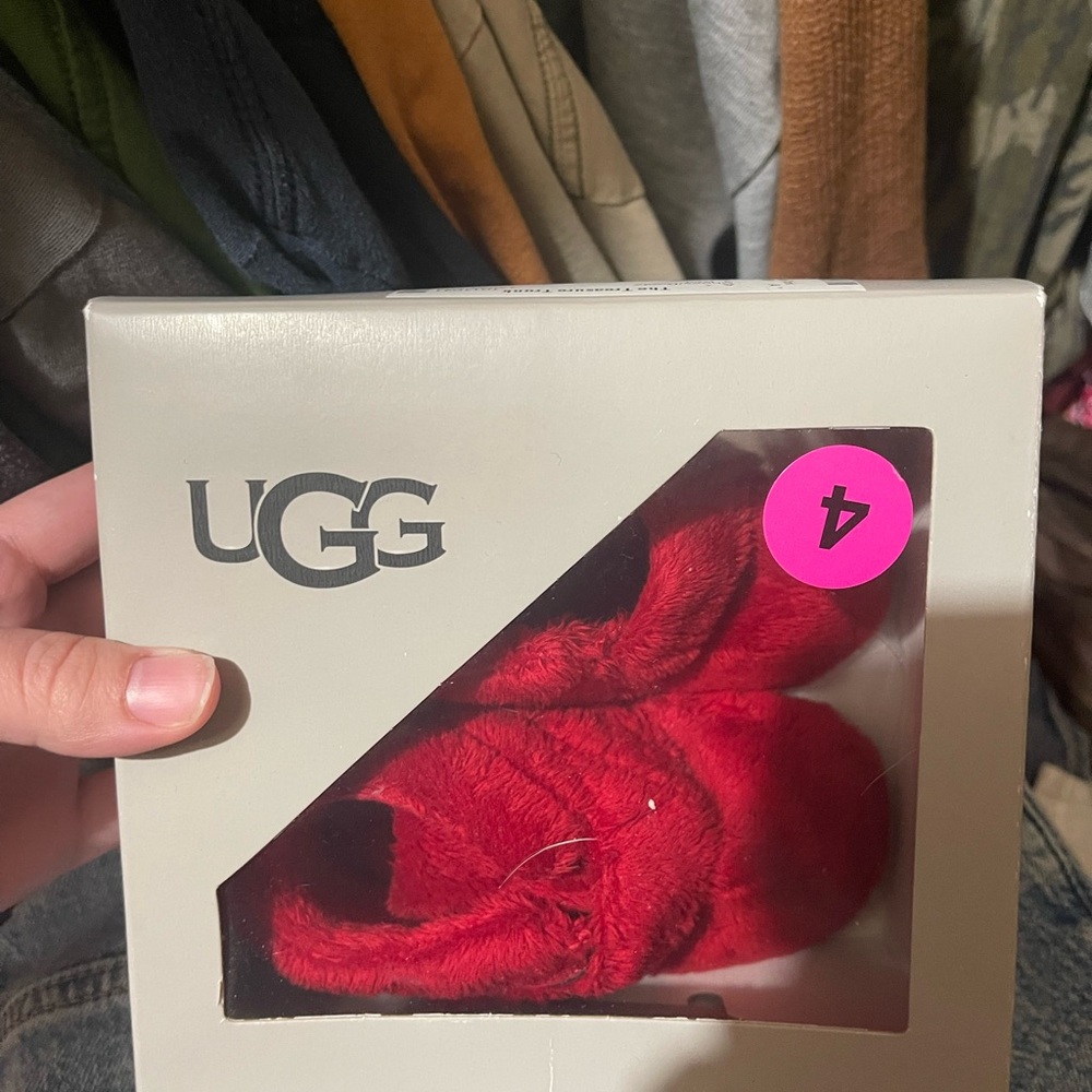 UGG Red Fuzzy Slippers